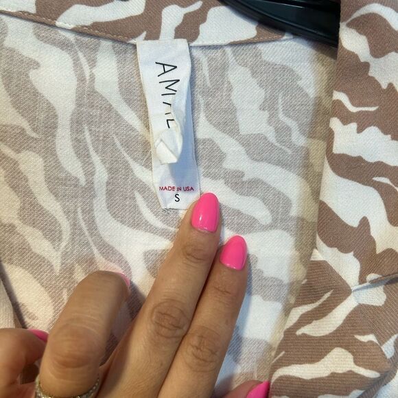 Brown and White Casual Button Down Dress 100% cotton - Picture 4 of 5